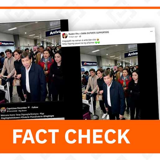 FACT CHECK: Duterte not back in PH; posts use AI-generated ‘airport’ photo