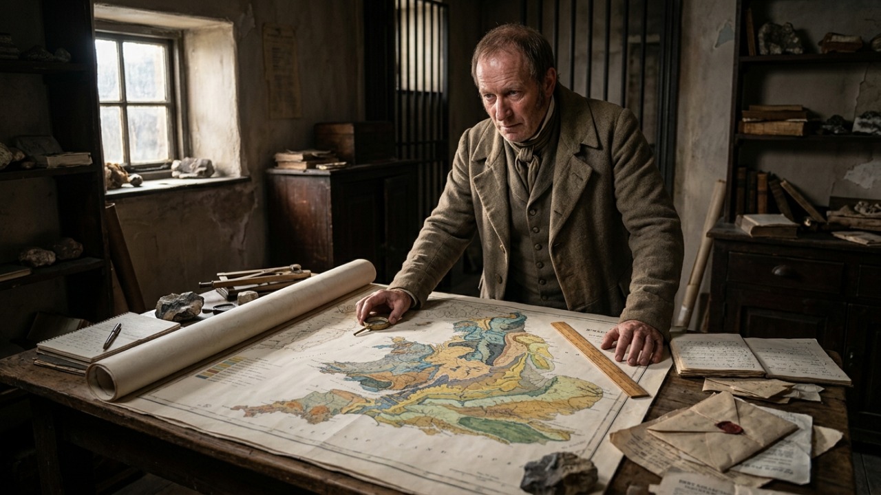 O primeiro mapa geológico do mundo foi desenhado por um agrimensor inglês que ninguém levava a sério, custou a fortuna dele, foi plagiado por uma sociedade científica e o autor terminou na prisão por dívida antes de ser reconhecido