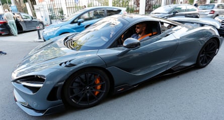 Andrew Tate in a McLaren 765LT Spider in Paris.