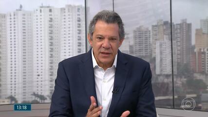 Fernando Haddad (PT) fala sobre Sabesp em entrevista à TV Globo