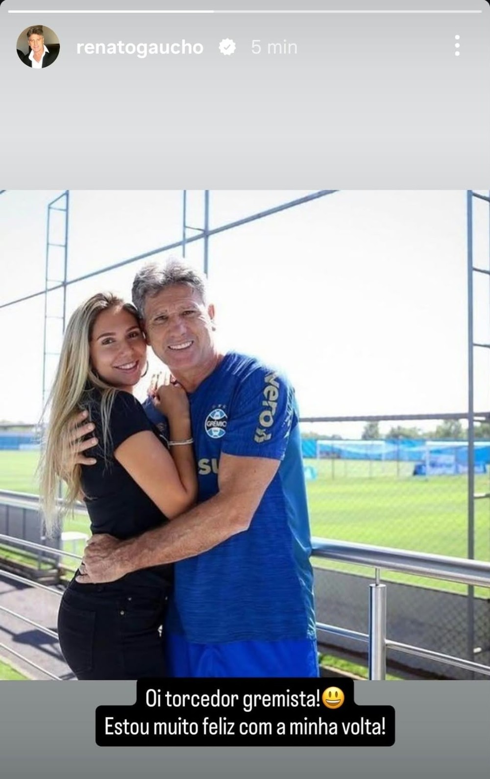Renato publicou mensagem para a torcida do Grêmio no Instagram — Foto: Reprodução