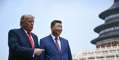 XI Jinping e Donald Trump durante reuni&atilde;o em Pequim Foto: Brendan Smialowski / AFP