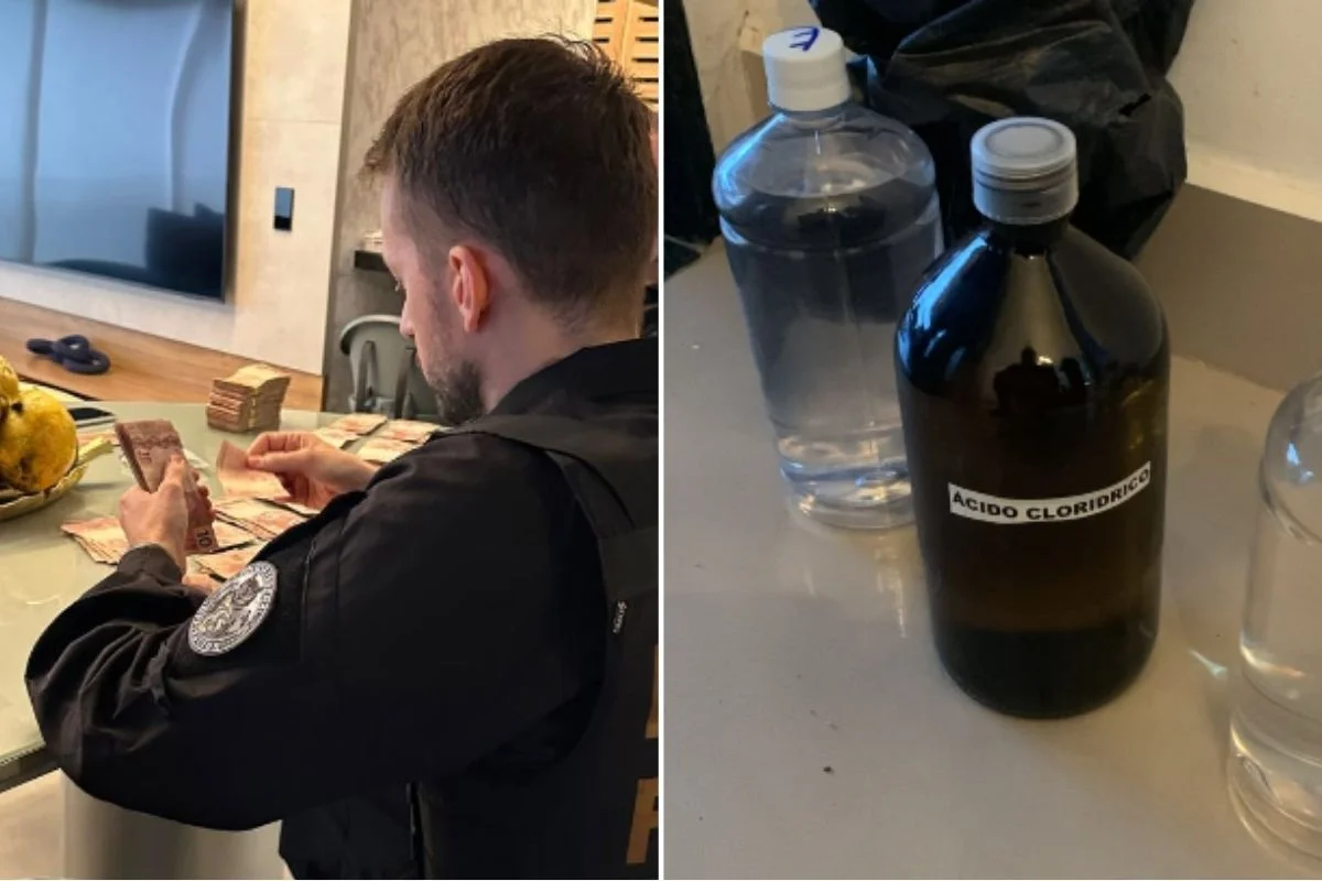 Imagem colorida mostra operação da PF contra esquema de tráfico de cocaína em cosméticos. Metrópoles