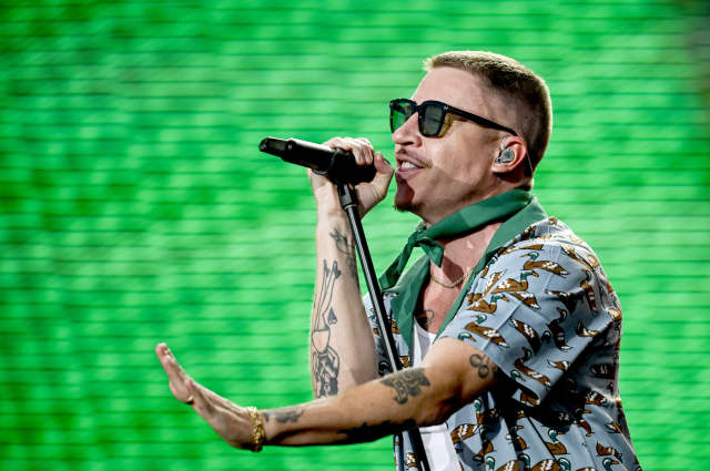 US musician Macklemore performs on stage at the Lollapalooza Festival Berlin on the grounds of the Olympiastadion in 2023.