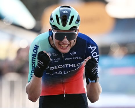 Paul Seixas celebrates at the finish line