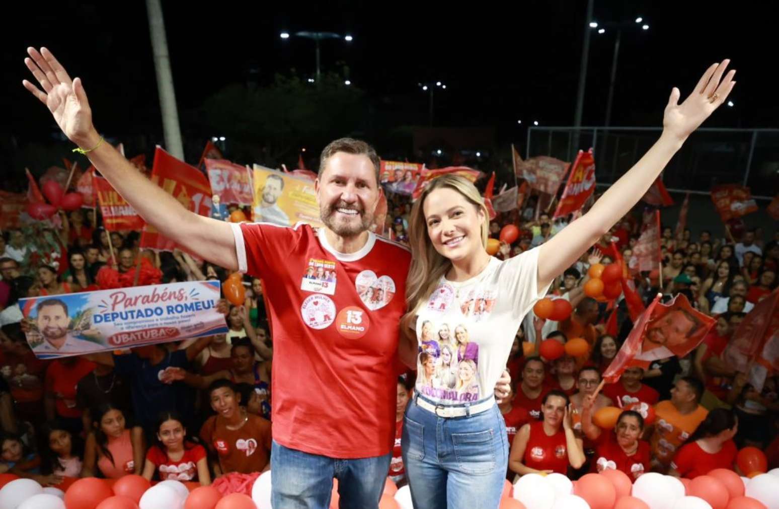 Romeu Aldigueri (PSB), reeleito deputado estadual, e Tainah Marinho (PSB), reeleita deputada federal pelo Cear&aacute;