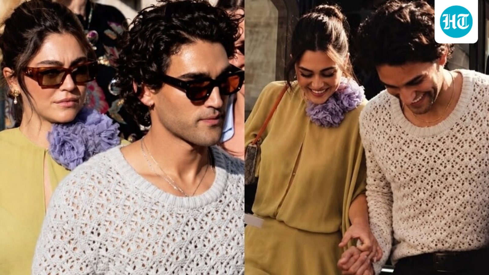 Off-Campus estreia com Mika Abdalla e Josh Heuston chegando ao desfile da Valentino Paris Fashion Week de mãos dadas e servindo estilo