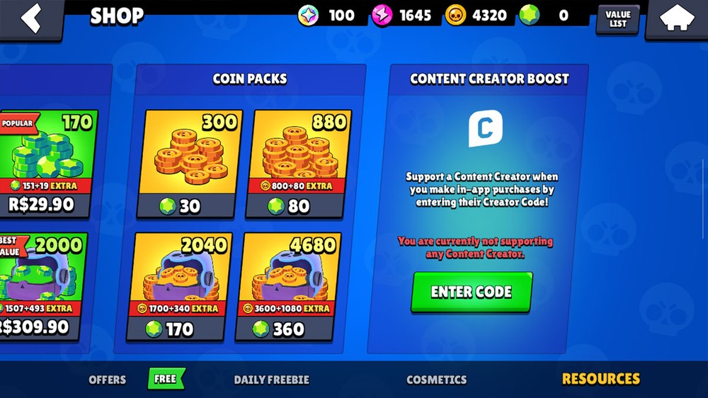 Os códigos de criador em Brawl Stars permitem que o usuário apoie seus criadores favoritos — Foto: Reprodução/Rafael Monteiro
