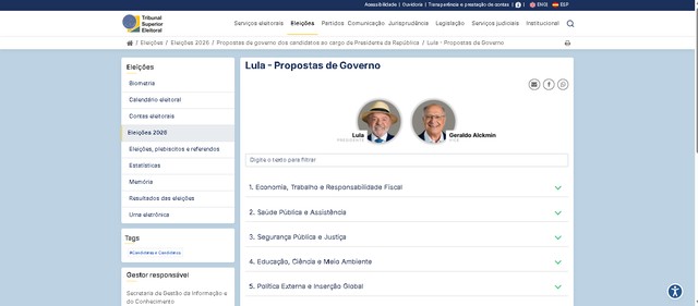 Eleições 2026: como consultar os planos de governo dos candidatos online