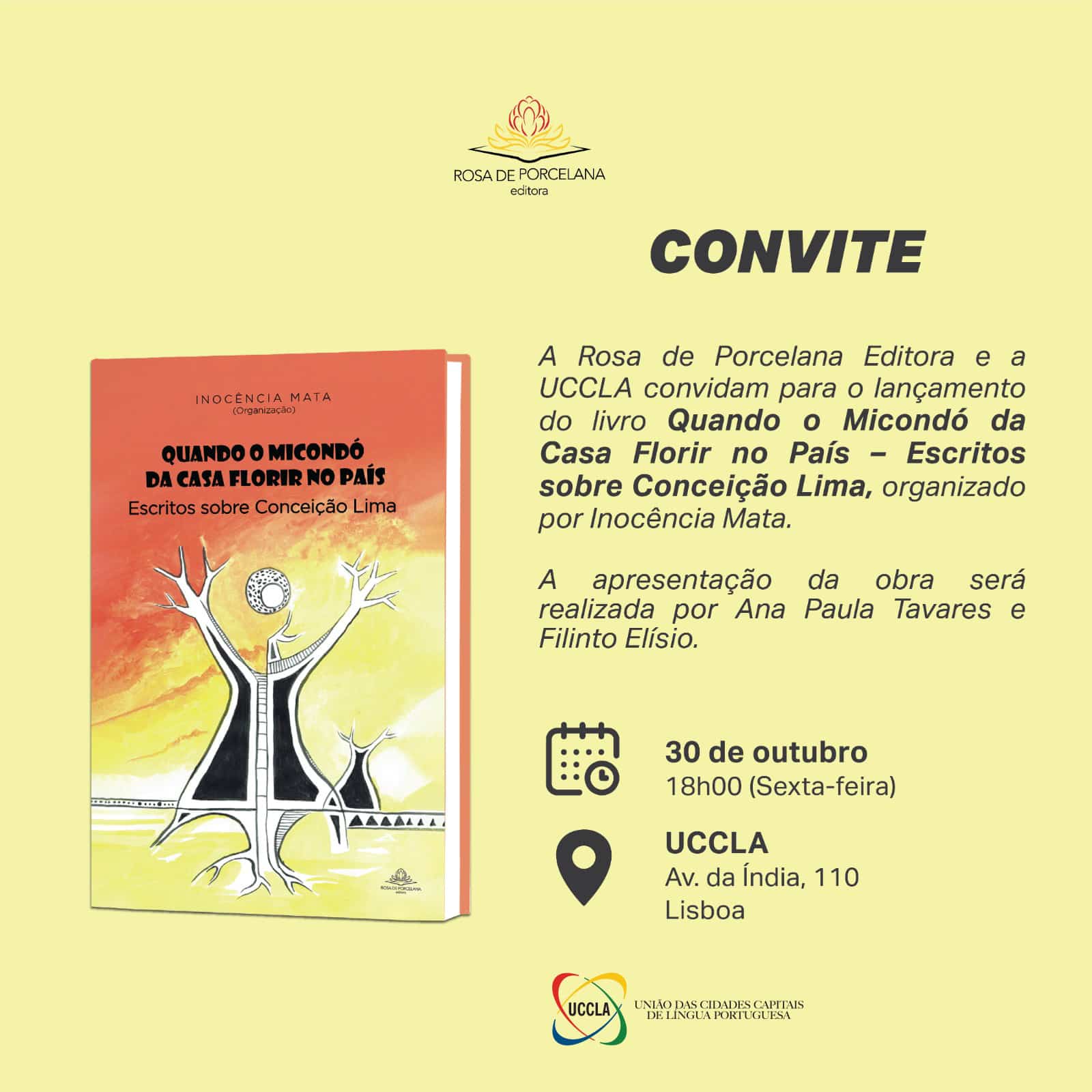 Lançamento do livro “Quando o Micondó da casa Florir no País – Escritos sobre Conceição Lima” na UCCLA