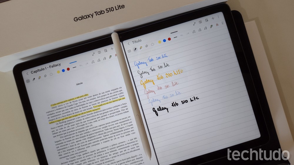 S pen inclusa no Galaxy Tab S10 Lite é precisa para escrever textos — Foto: Suellen Machado/TechTudo