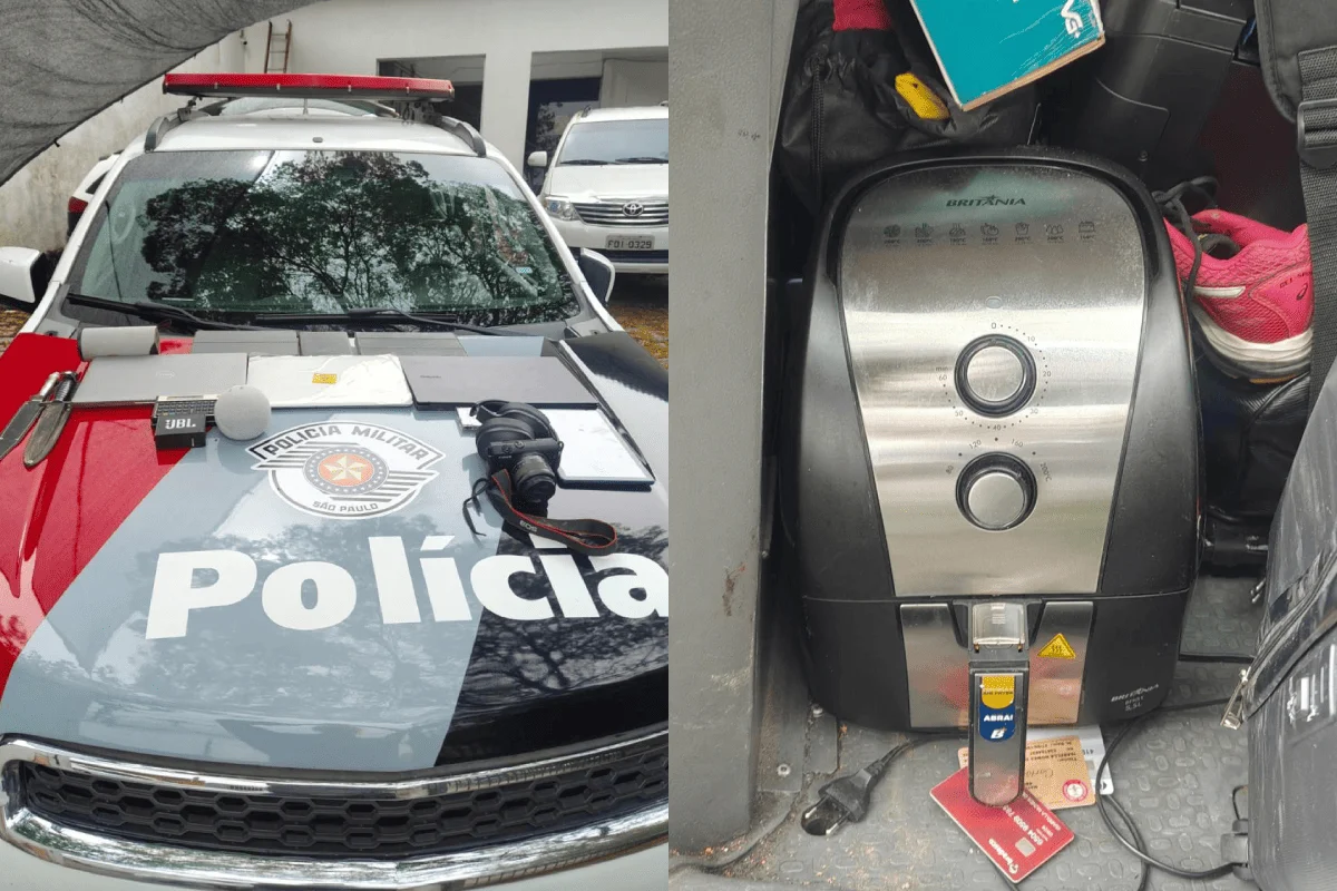 Roubo ou mudança? PM prende 3 por roubar colchão inflável, air fryer e JBL