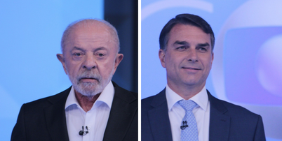 Lula e Flávio Bolsonaro em debate eleitoral desta sexta Foto: Estadão Conteúdo
