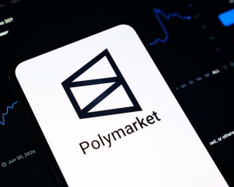 Polymarket logo on a smartphone screen