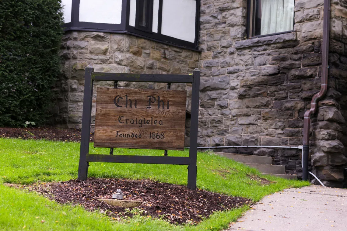 Cornell University’s Chi Phi fraternity house in Ithaca, New York, US, September 29, 2026. REUTERS/Lauren Petracca
