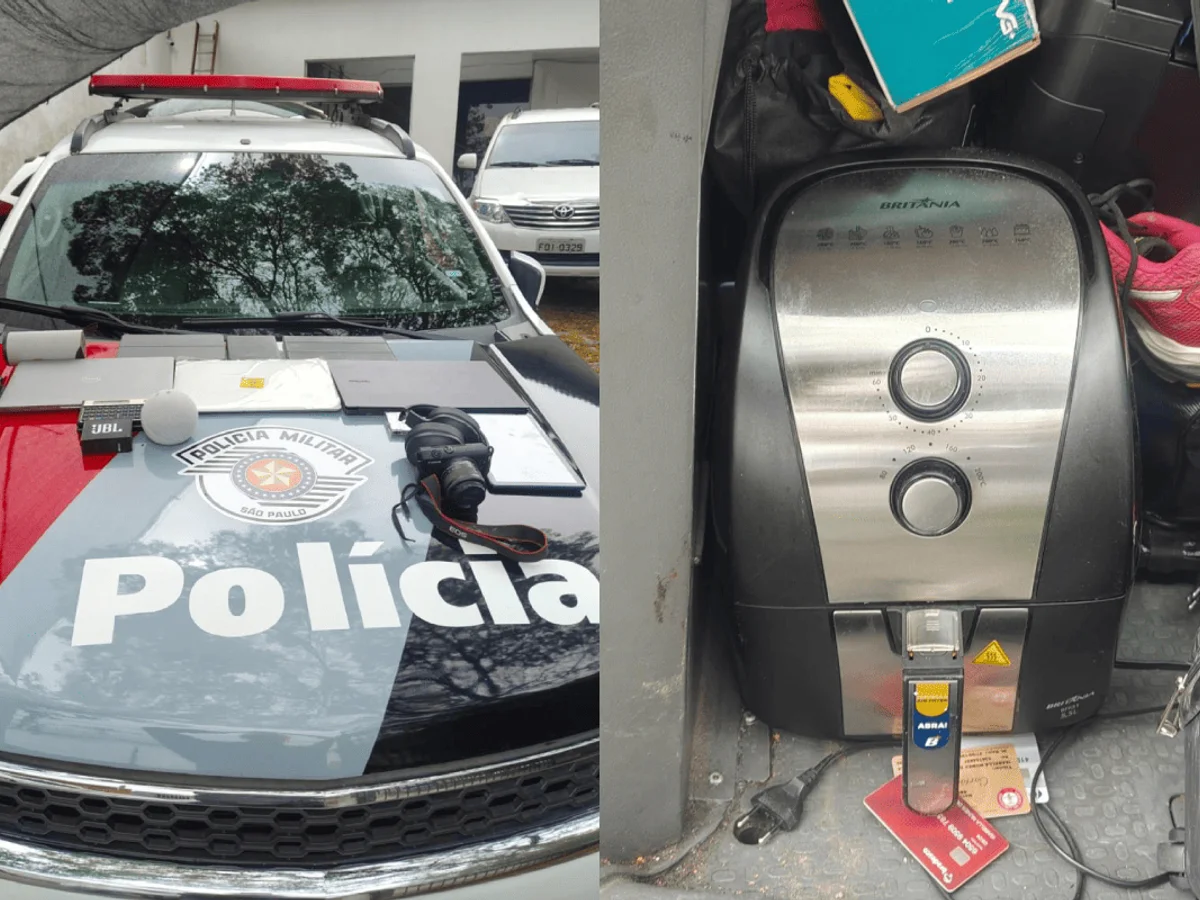Roubo ou mudança? PM prende 3 por roubar colchão inflável, air fryer e JBL
