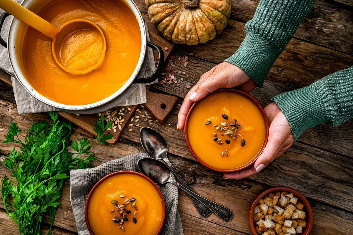 Sopa de abóbora: receita rica em fibras para os dias frios
